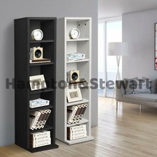 DVD Storage Tower Rack CD Unit Shelf Organiser Wood Black/White