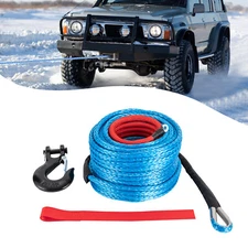 23000lbs 3/8"x100ft Synthetic Winch Rope with Hook Recovery Line Cable Truck SUV