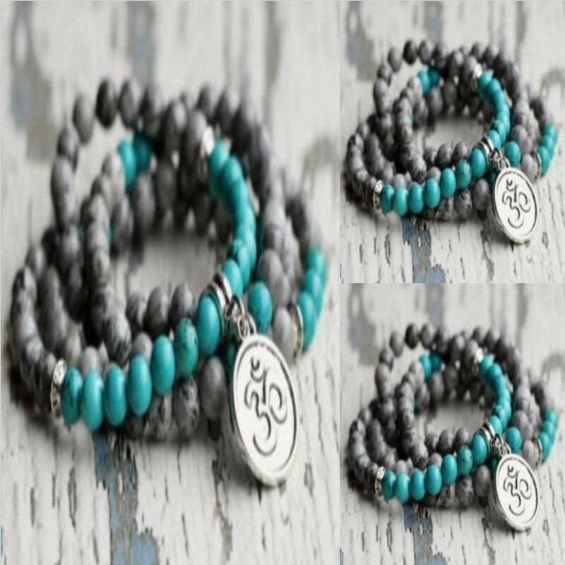 6mm Natural Turquoise Katagraphyra 108 Knot Beads Necklace for Yoga and Ethnic Style Unisex