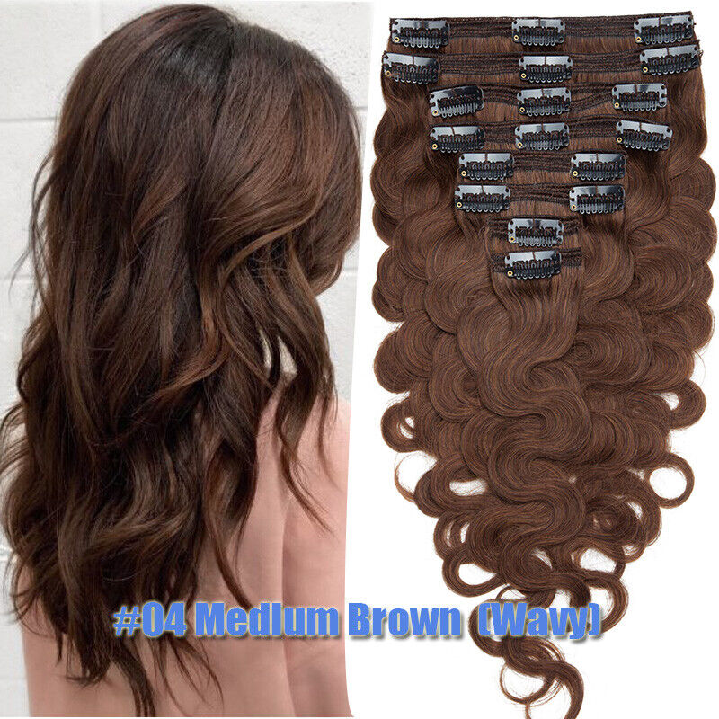 BALAYAGE Thick Double Weft Real Clip In Human Remy Hair Extensions Full Head Icy Zbiory