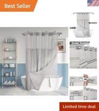 Water Repellent Hotel Style Shower Curtain with PEVA Liner - 71x74 Gray Design