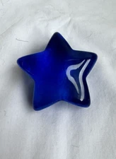Fire and Light Recycled Glass Paperweight Cobalt Blue Shooting Star Signed USA