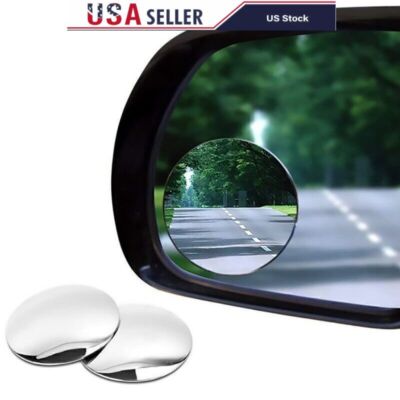 2x Stick On 2'' Round Glass Convex 360° Wide Angle Blind Spot Mirrors Adjustable