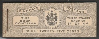 CANADA GEORGE VI 1943 25c. COMPLETE STAMP BOOKLET ENGLISH TEXT SG SB42 MNH