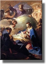Nativity with God Picture on Stretched Canvas, Wall Art Décor, Ready to Hang!