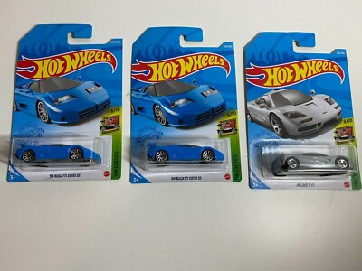 Hot Wheels Lot of 3, 2 ea 224 94 Bugatti EB110, 1 ea 235 McLaren F1 HW Exotics