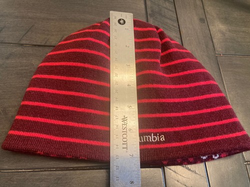Reversible Columbia Winter Beanie Hat Dark Red Adult - Picture 3 of 4