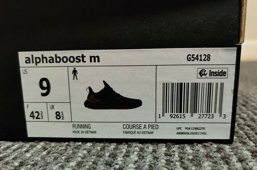 Adidas Alphaboost Running Athletic Sneakers Size 9 US Black G54128 NIB With  Tags | eBay