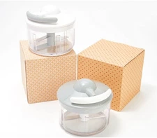 Kuhn Rikon 2-Cup Pull Chops Set of 2 with Gift Boxes WHITE/GREY K48049 NEW