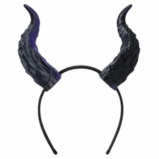 3D Black Purple Devil Horns Headband for Adult Halloween Cosplay