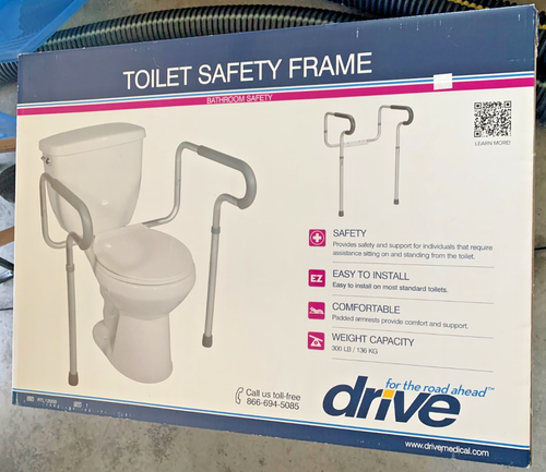 Drive Medical RTL12000 WC Sicherheitsrahmen gepolsterte Armlehnen max 300 LB - neu