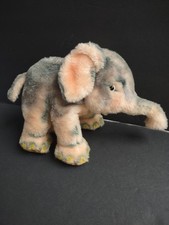 STEIFF 7" TRAMPY Vintage Elephant Pink  Gray Mohair Plush Toy, NO TAGS