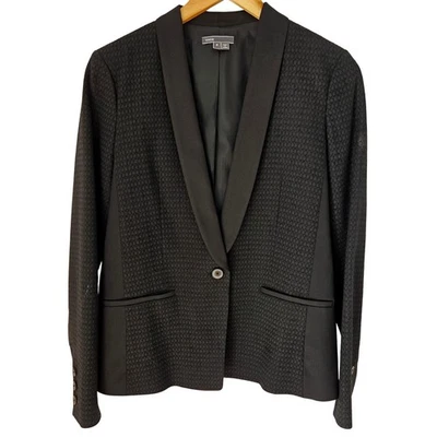 Vince Womens Black Textured Shawl Collar Mixed Media Blazer Jacket Size 6