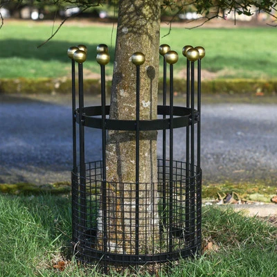 BLACK COUNTRY METAL WORKS 61cm x 31cm Black and Gold Finish Tree Guard Deer Animal Protection