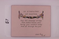 Vintage Easter Sympathy Greeting Card Rust Craft Floral Cross 1950s Used