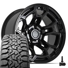 Df03 17x9 Black Defiant Rims 33x12.50r17 Rt Tires Tpms Set5 5x127 -12et