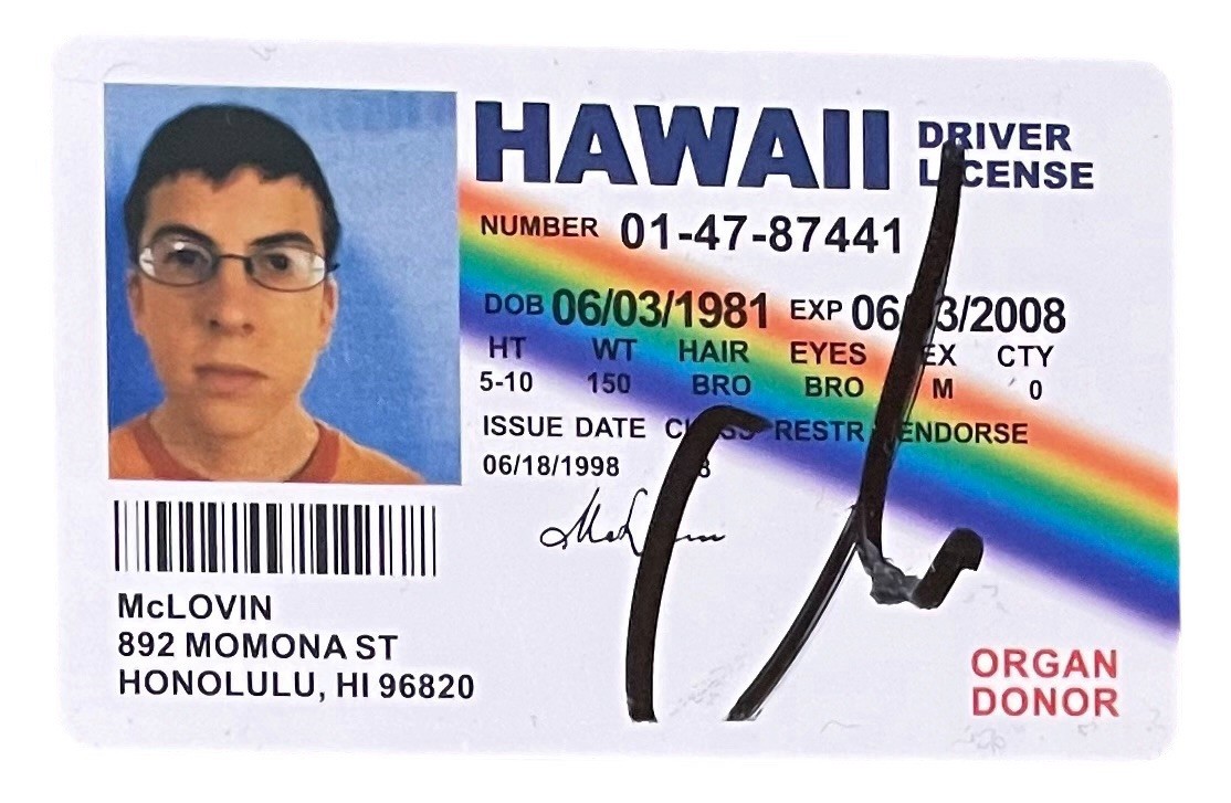 Christopher Mintz-Plasse Signed Autographed Superbad McLovin ID