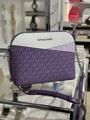 NWT MICHAEL KORS Jet Set Travel Medium Logo Dome Crossbody Bag$258