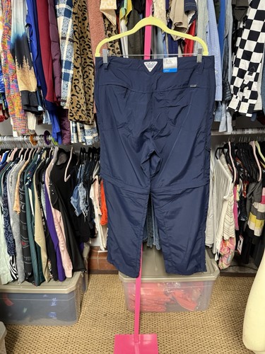 Columbia women size 14 short convertible Omni-shade pants solid navy blue shorts - Picture 6 of 13