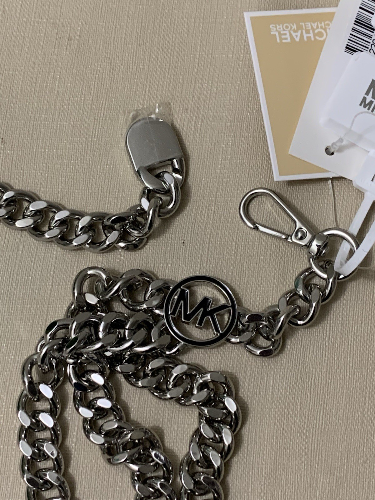 Michael Michael Kors Tiered Silver Adjustable Chain Belt With Enamel Charms S/M thumbnail 8