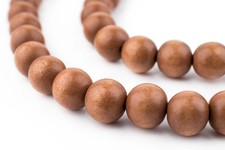 Light Brown Natural Wood Beads 10mm Round Large Hole 16 Inch Strand