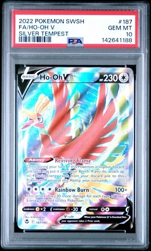 Pokémon Ho-Oh V (Full Art) 187/195 Swsh12: Sword & Shield Silver Tempest PSA 10