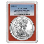 2020 (S) $1 American Silver Eagle PCGS MS69 Emergency Issue Blue Label Red Frame