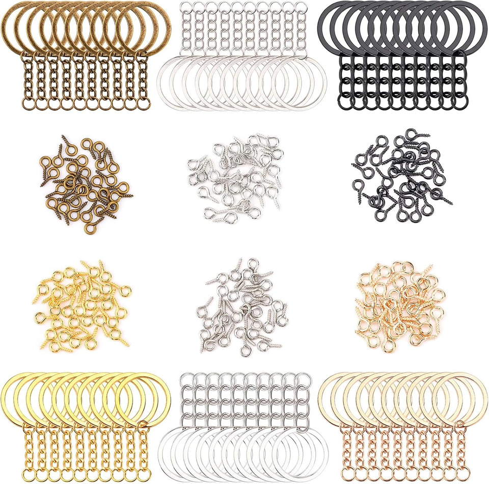 Keychains N Rings 360 PCS Key Chain Rings Set: 60Pcs with Open Jump Rings & Chain, 300Pcs ...