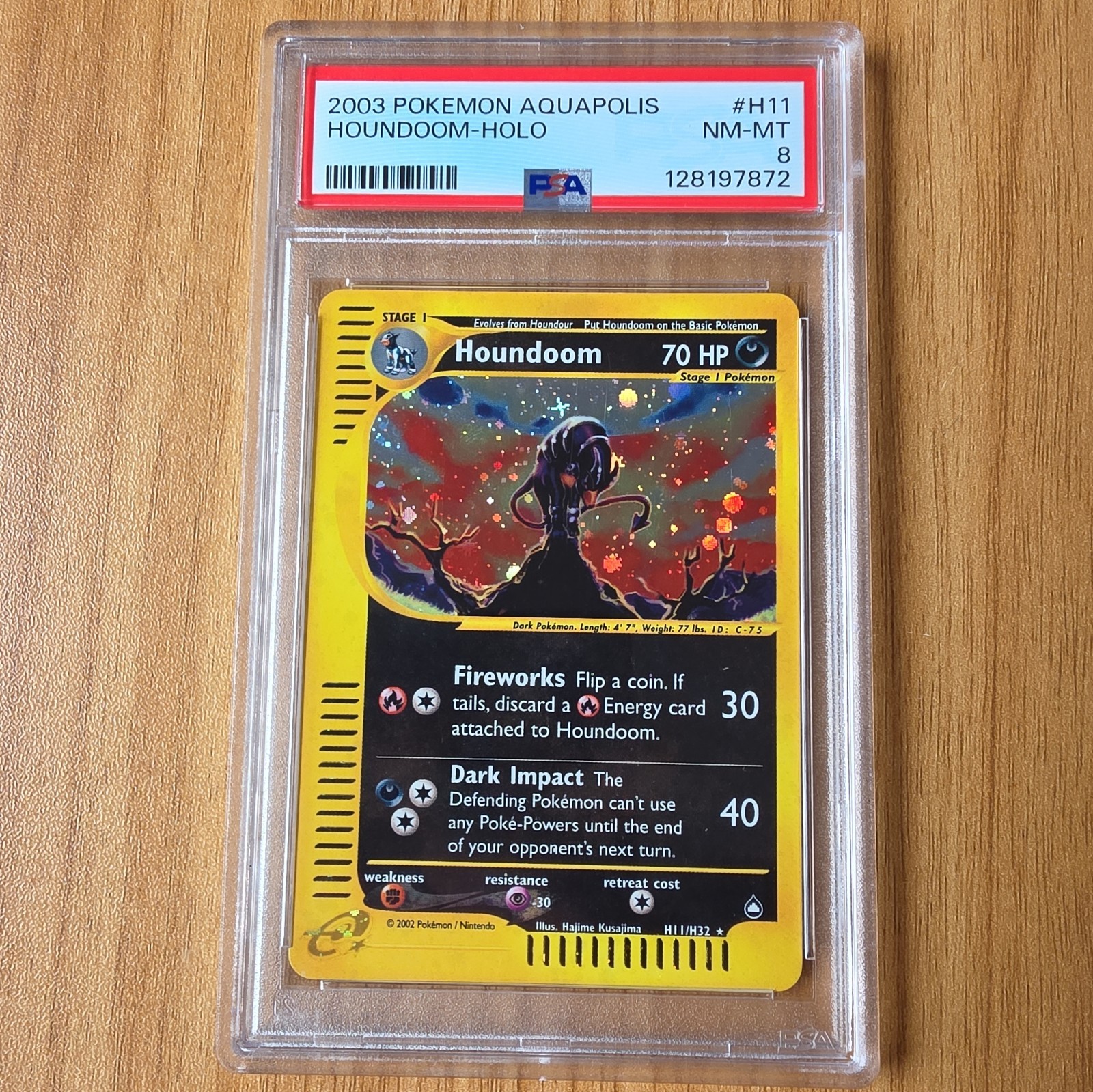 Houndoom holo 2003 aquapolis  #h11 PSA 8