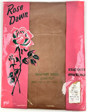 Rose Dawn Seamfree Sheer Demi-Toe Suntone Medium 8.5 100 Nylon 15 Denier New