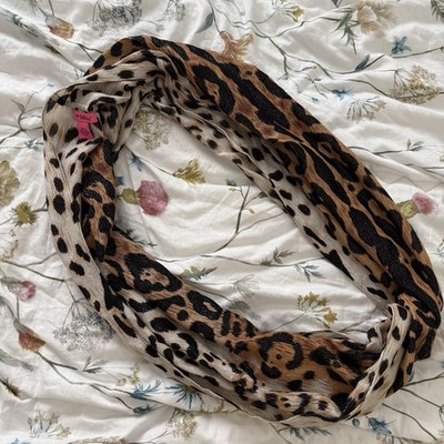 Vintage Y2K Betsey Johnson Leopard Print Rayon Infinity Scarf