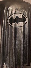 MEN'S BOY  S BATMAN COSPLAY CAPE BLACK/SILVER hook/loop closure