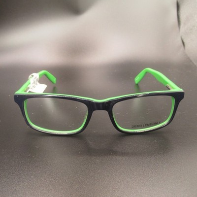 ECCA KP 8000 Kids Boys Eyeglass Frames Navy Green Square 45-15-1545 Full Rim