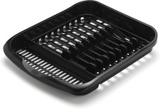Image of Dish Drainer Rack Black Kitchen Plate Drying Rack 33x39.5x6cm