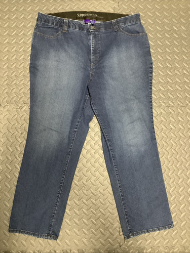 Catherines Slimmer Synergy Womens Blue Denim Jeans Straight High Rise Size 18WP