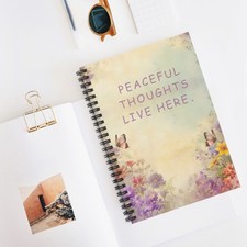Spiral Notebook Ruled Line Peacefull Thoughts live here