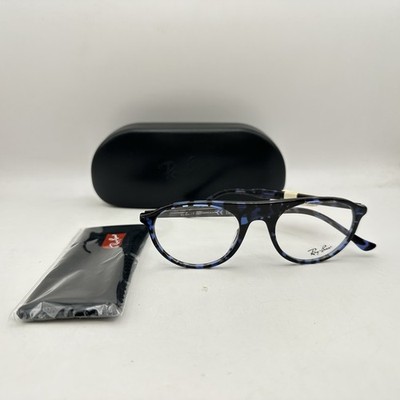 Ray Ban Mens Oval Thin Lightweight Full Rim Eyeglasses RB5441 Blue Tortoise