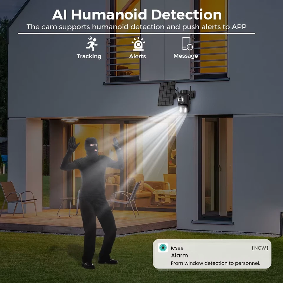 8MP WiFi Solar Camera Outdoor Dual Screens Built-in Battery Solar Panel Wireless - Bild 3 von 4