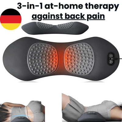 3-in-1 Elektrisches Lendenkissen mit Massage & Gerader Wirbelsäule Schwarz Neu