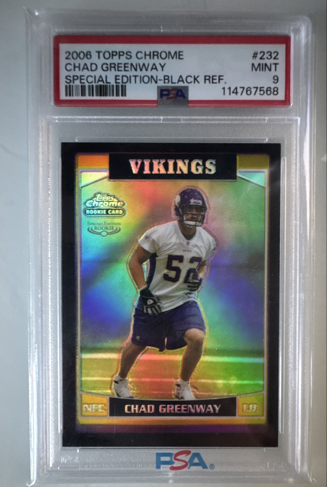 Chad Greenway Topps Chrome #232 Special Edition-Black Refractor