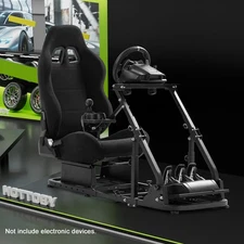 Hottoby Racing Simulator Cockpit Adjustable With Black Seat Fit For Thrustmaster