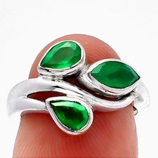 Natural Green Onyx 925 Sterling Silver Ring s.6 Jewelry R-1025