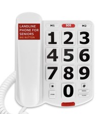 Uvital Big Button Landline Phone for Seniors Amplified Ringer Photo Dial