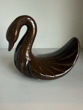 Vintage Brown Swan Hand Towel Holder 1980  s Art Deco Bathroom Vanity Decor