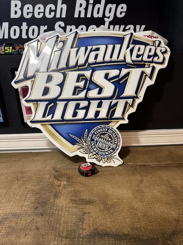 Vintage Milwaukee Best Miller Beer Embossed Metal Sign 2004