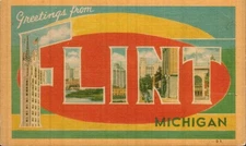 Vintage Flint, Michigan, Large Letter Greeting, Postcard B7