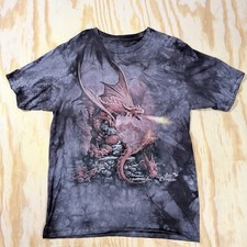 Camiseta grande The Mountain Age Of Dragons para hombre negra tie dye ciencia ficción fantasía