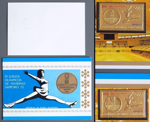 EQUATORIAL GUINEA 1972 OLYMPICS MNH/** Perf + Imperf Ovpt GOLD Foil Booklets - Picture 1 of 4
