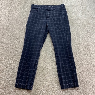 Old Navy Pixie Pants Women 8 Black Windowpane Plaid High Rise Ankle Trousers