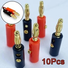 10Pcs Gold Plated Banana Plugs Audio Jack Speaker Wire Cable Screw Connector 4mm